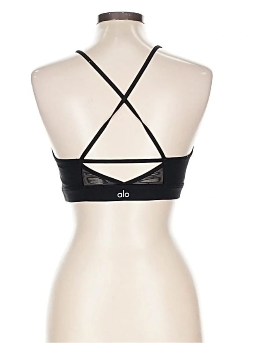 Alo yoga black sports bra mesh detail on back size large